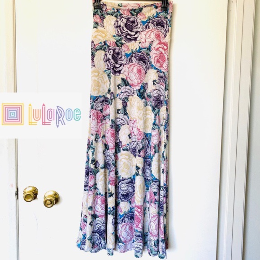 LulaRoe Maxi Skirt with Roses XXS